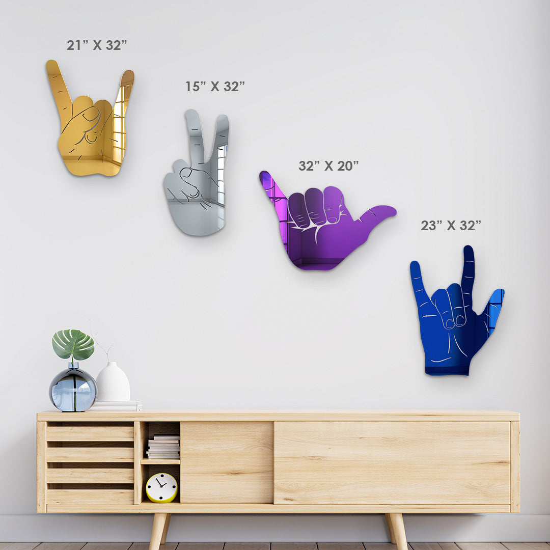 Bundle | 4-Piece Set of Rock On, Hang Loose, I Love You and Peace Sign Hand Silhouettes