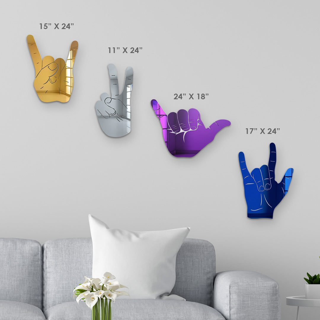Bundle | 4-Piece Set of Rock On, Hang Loose, I Love You and Peace Sign Hand Silhouettes
