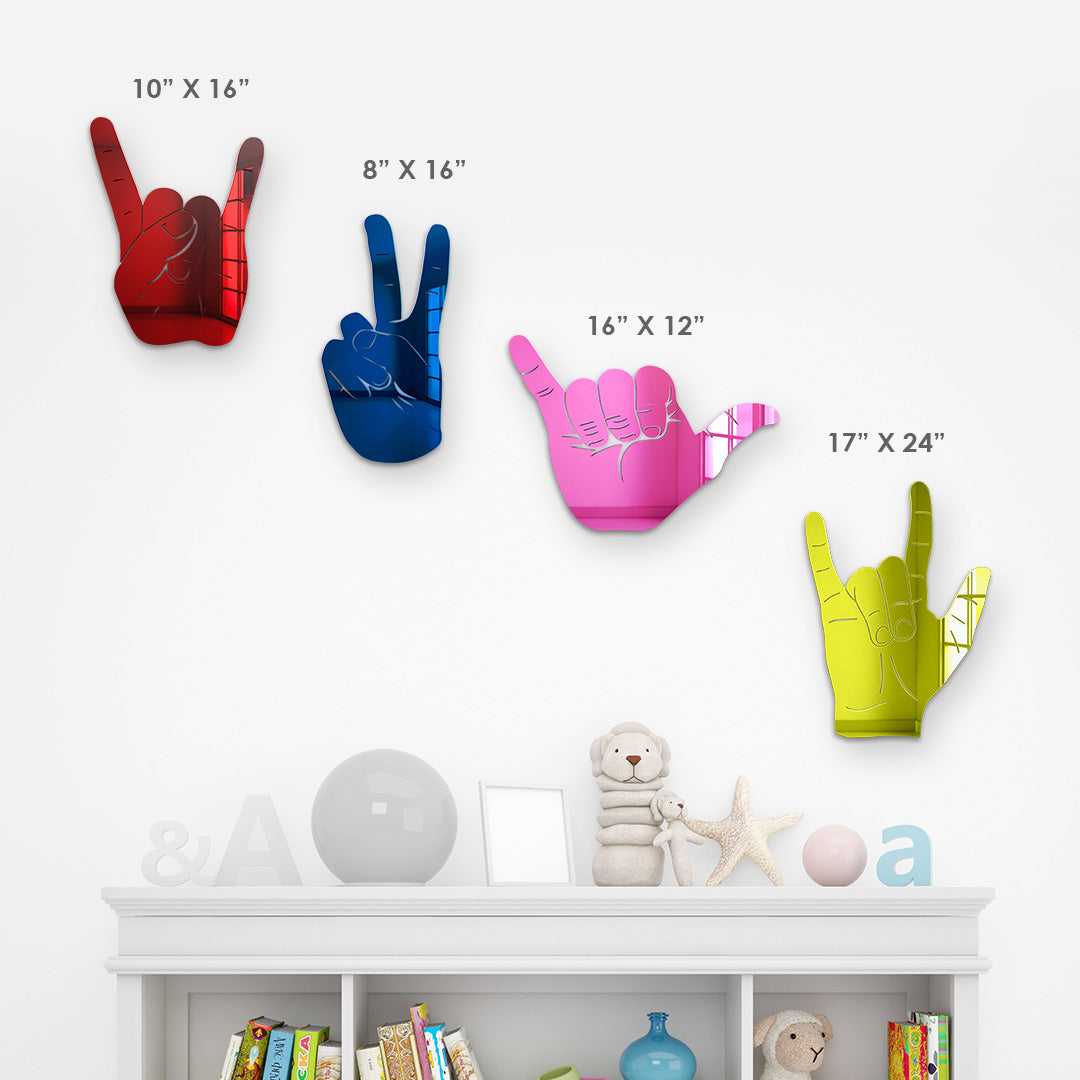 Bundle |  4-Piece Set of Rock On, Hang Loose, I Love You and Peace Sign Hand Silhouettes