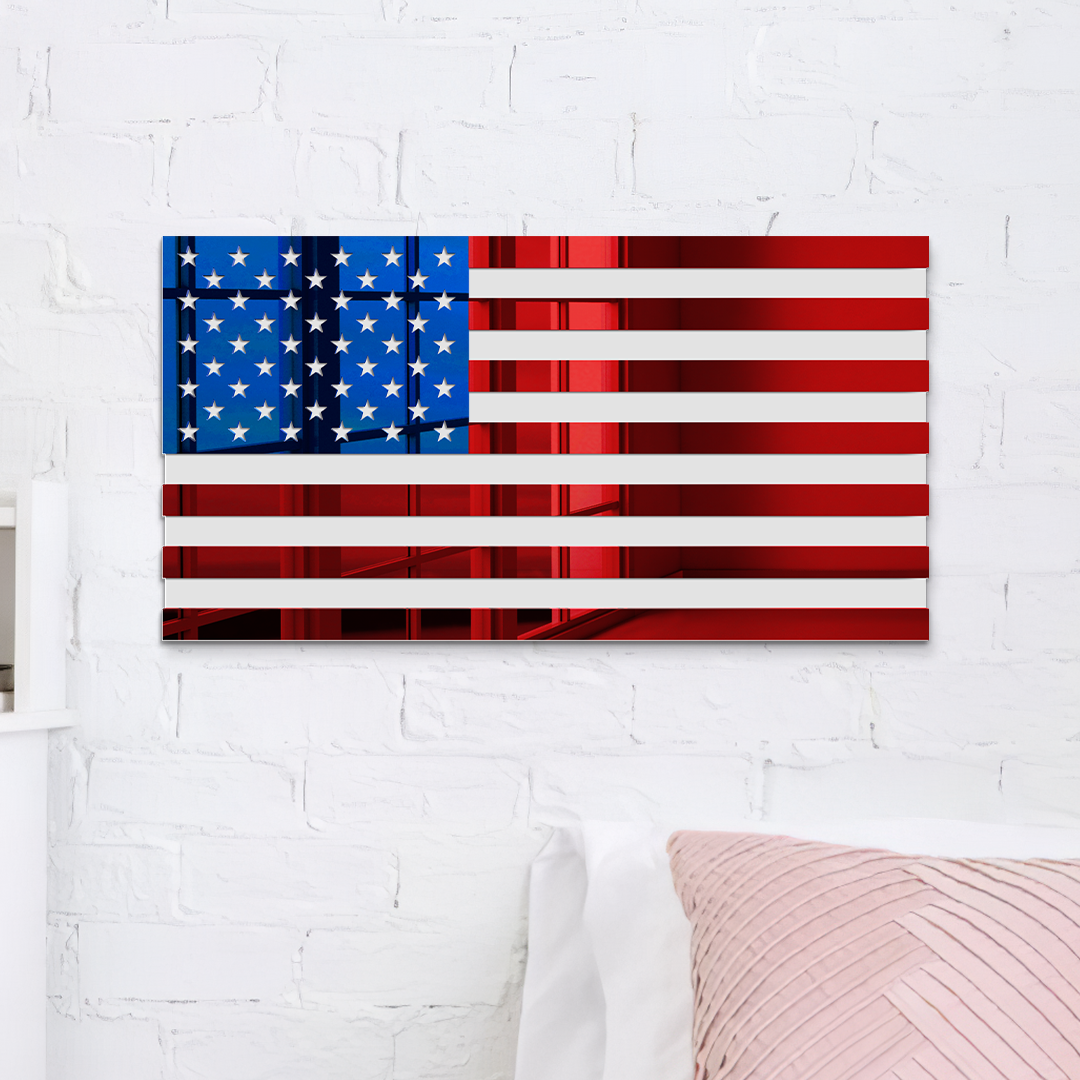 AMERICAN FLAG MIRRORED WALL DECOR | US FLAG WALL ART