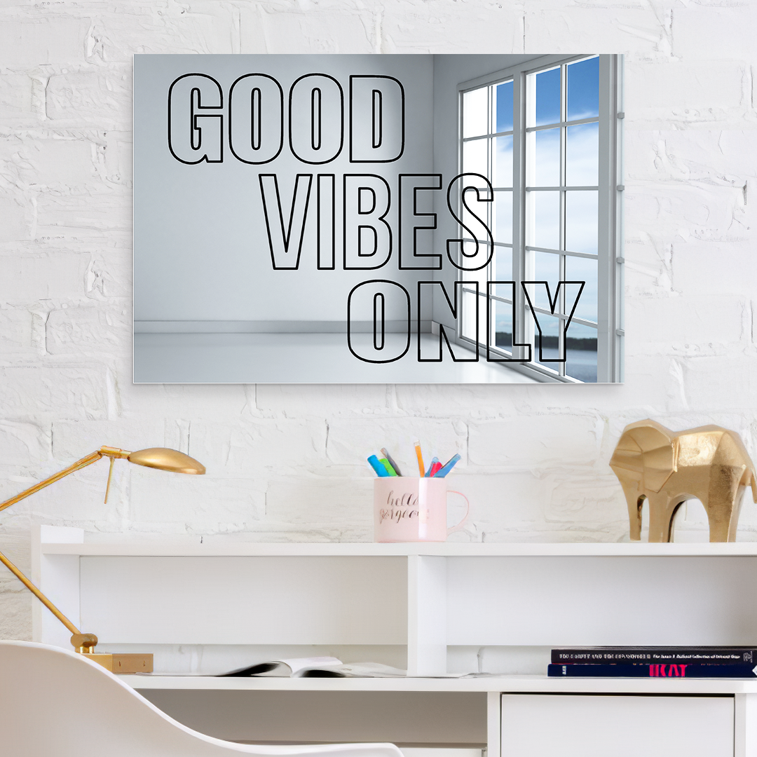 Good Vibes Only Wall Mirror Silver