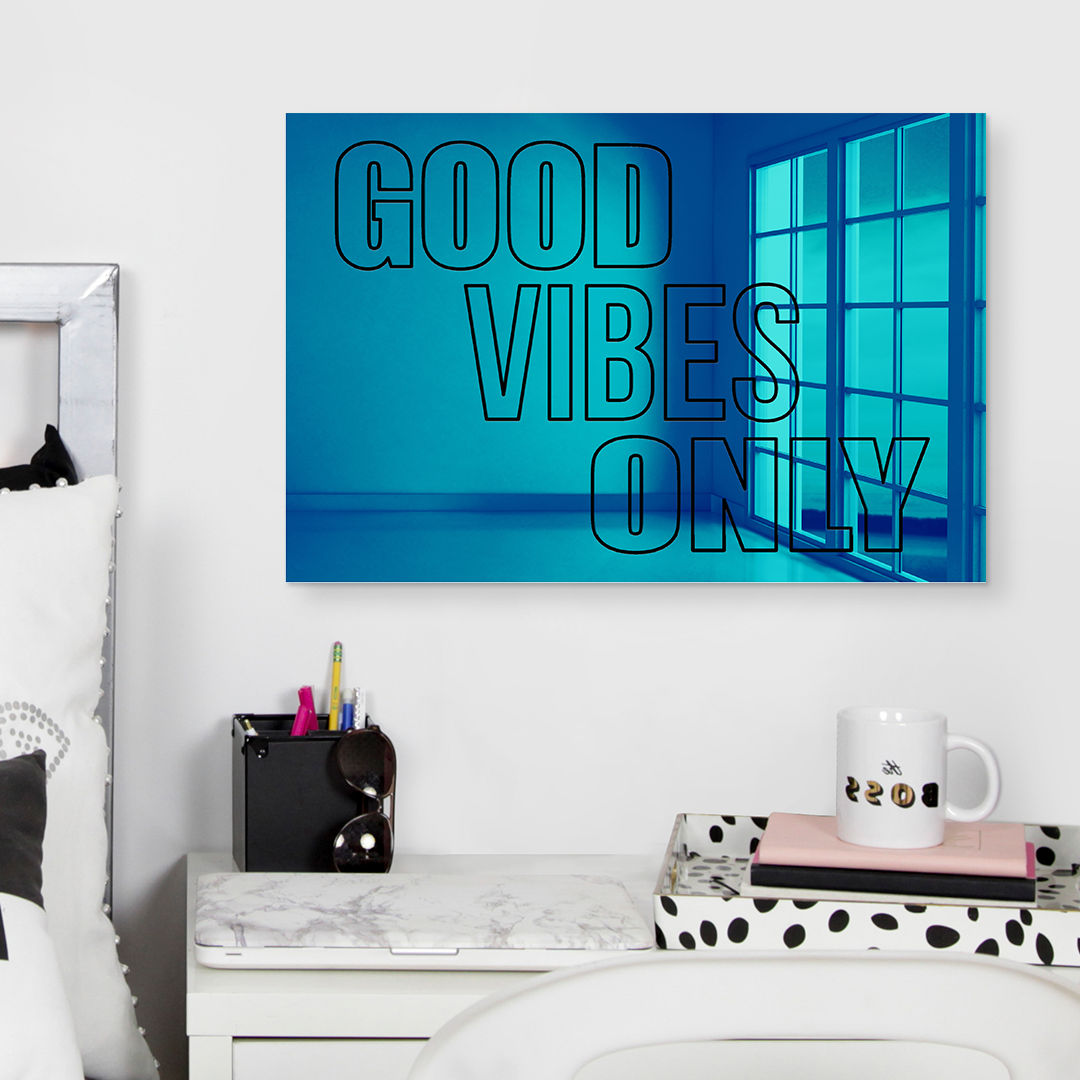 Good Vibes Only Wall Mirror Blue