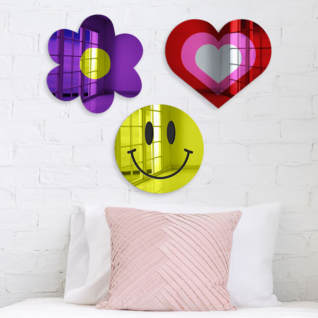 Concentric_Hearts_Red/ Pink / Silver Mirror