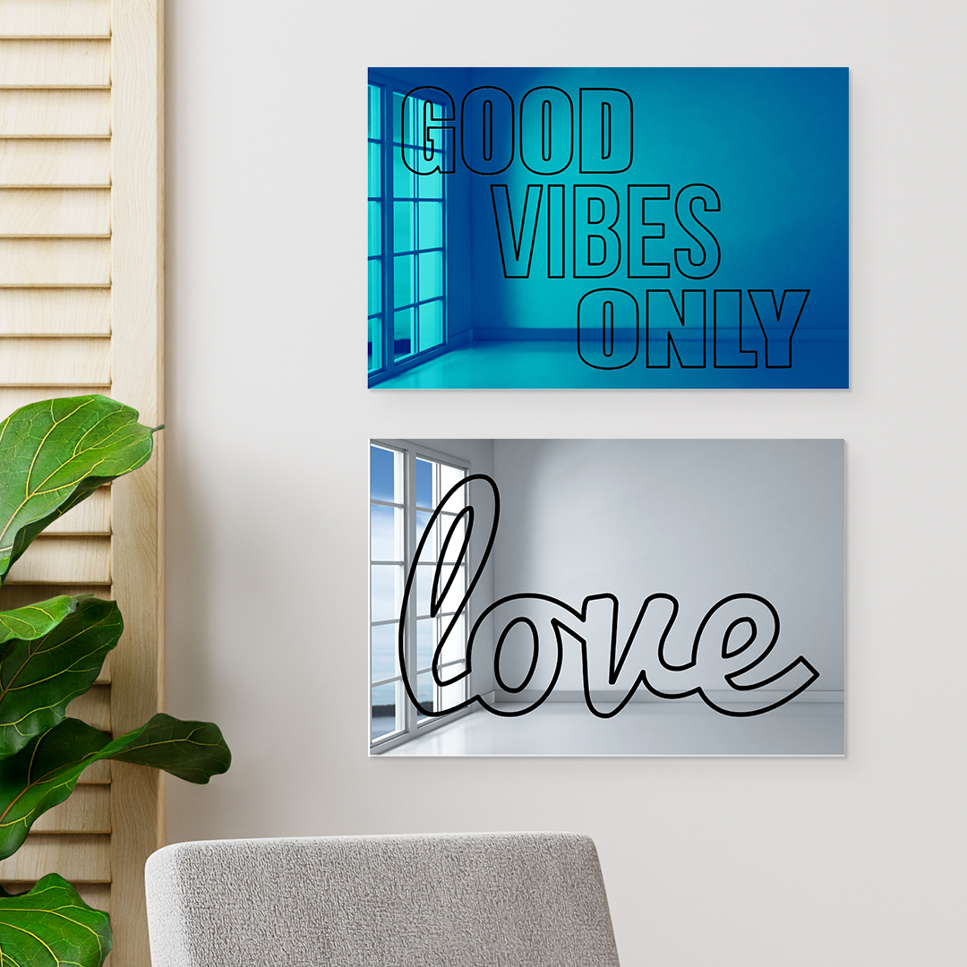Good Vibes Only Wall Mirror Blue