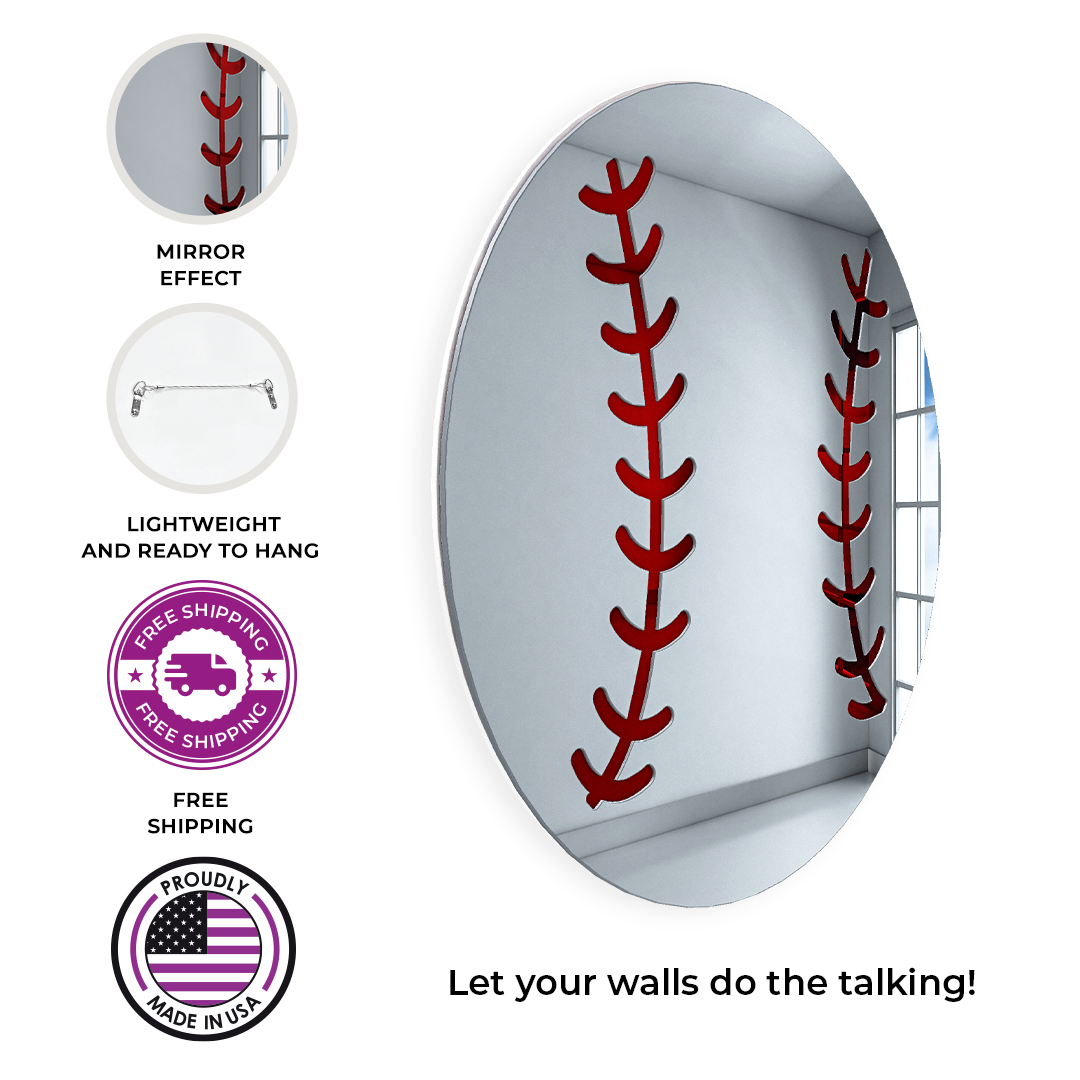 Baseball, Basketball, and Tennis Ball Sports Wall Mirrors