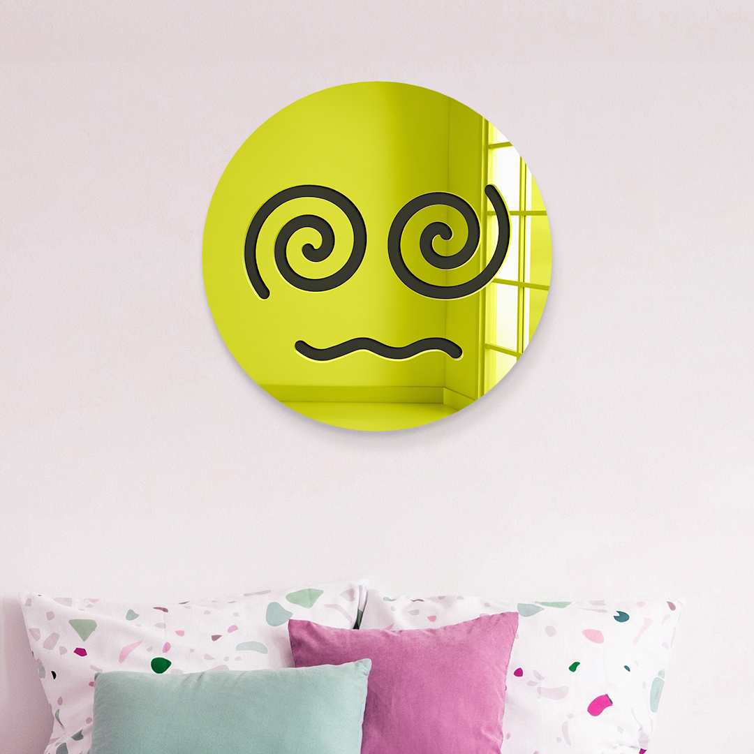 🌀 Dizzy Spiral Emoji Mirror – Mirror Acrylic Wall Art