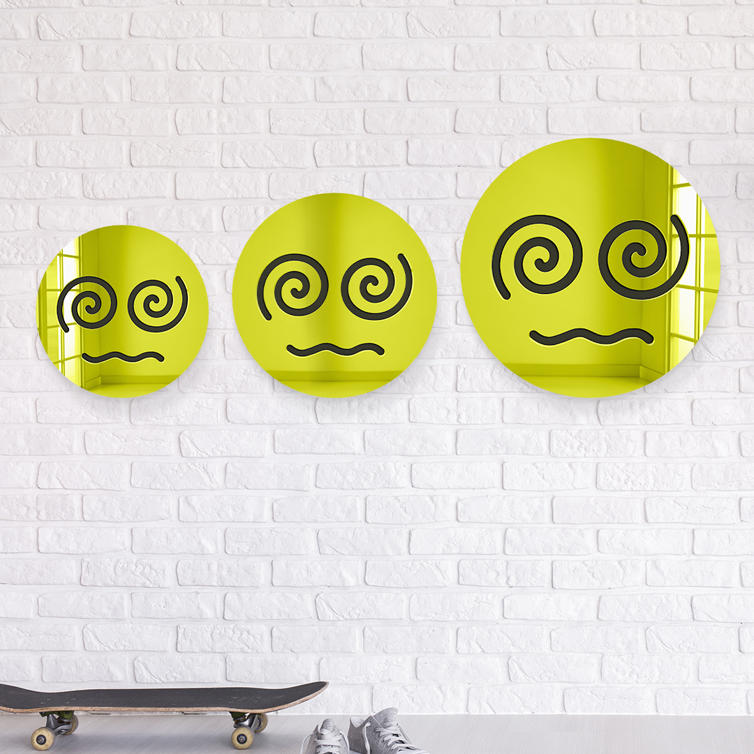 🌀 Dizzy Spiral Emoji Mirror – Mirror Acrylic Wall Art
