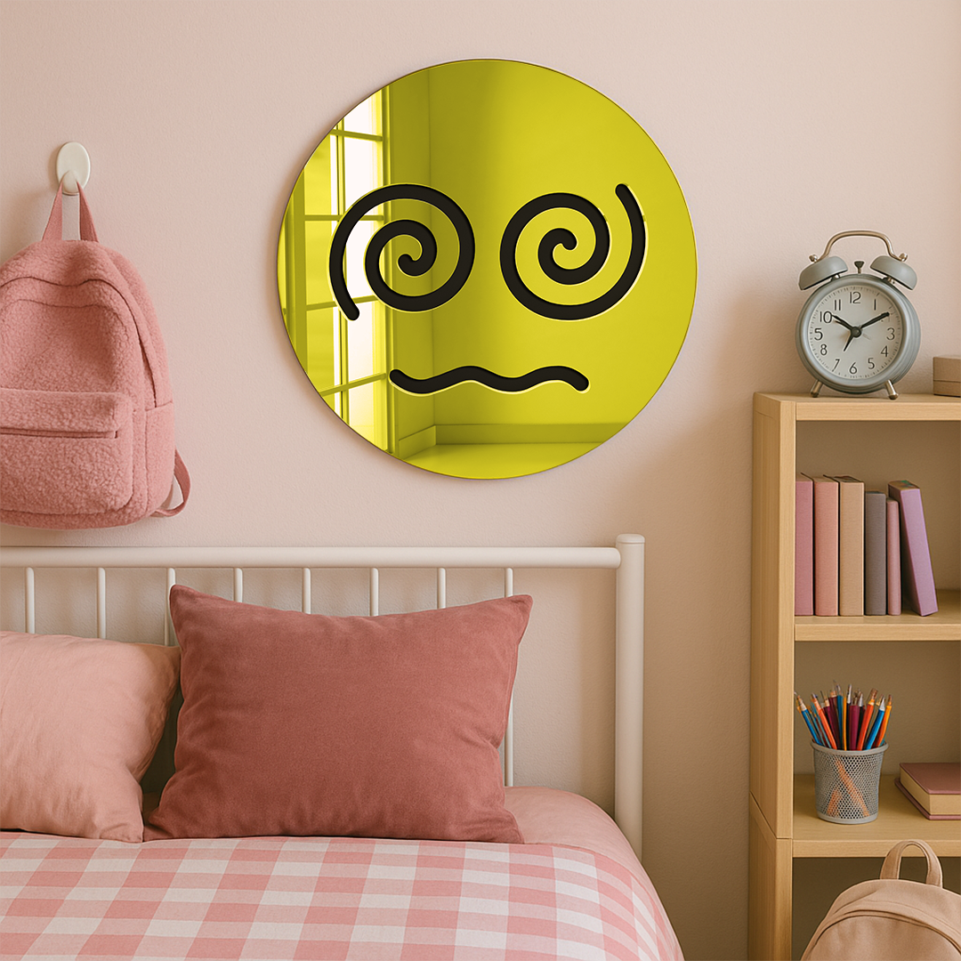 🌀 Dizzy Spiral Emoji Mirror – Mirror Acrylic Wall Art