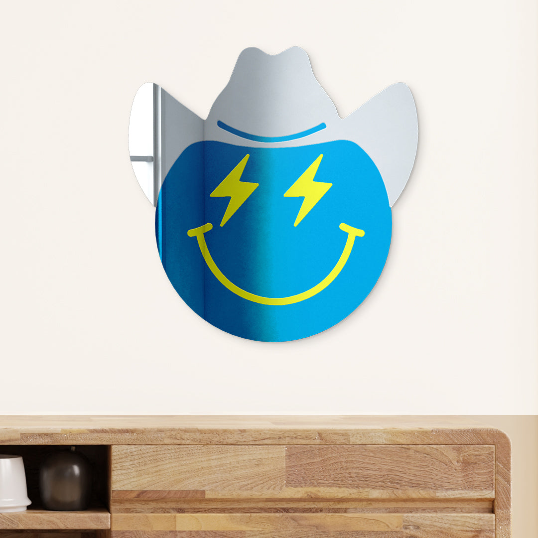Happy Face with Cowboy Hat and Lightning Bolt Eyes