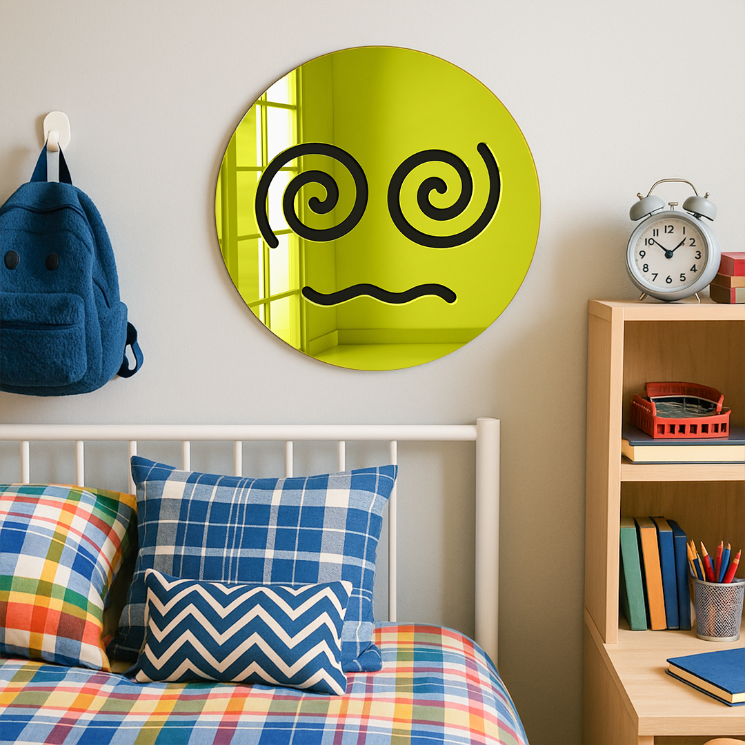 🌀 Dizzy Spiral Emoji Mirror – Mirror Acrylic Wall Art