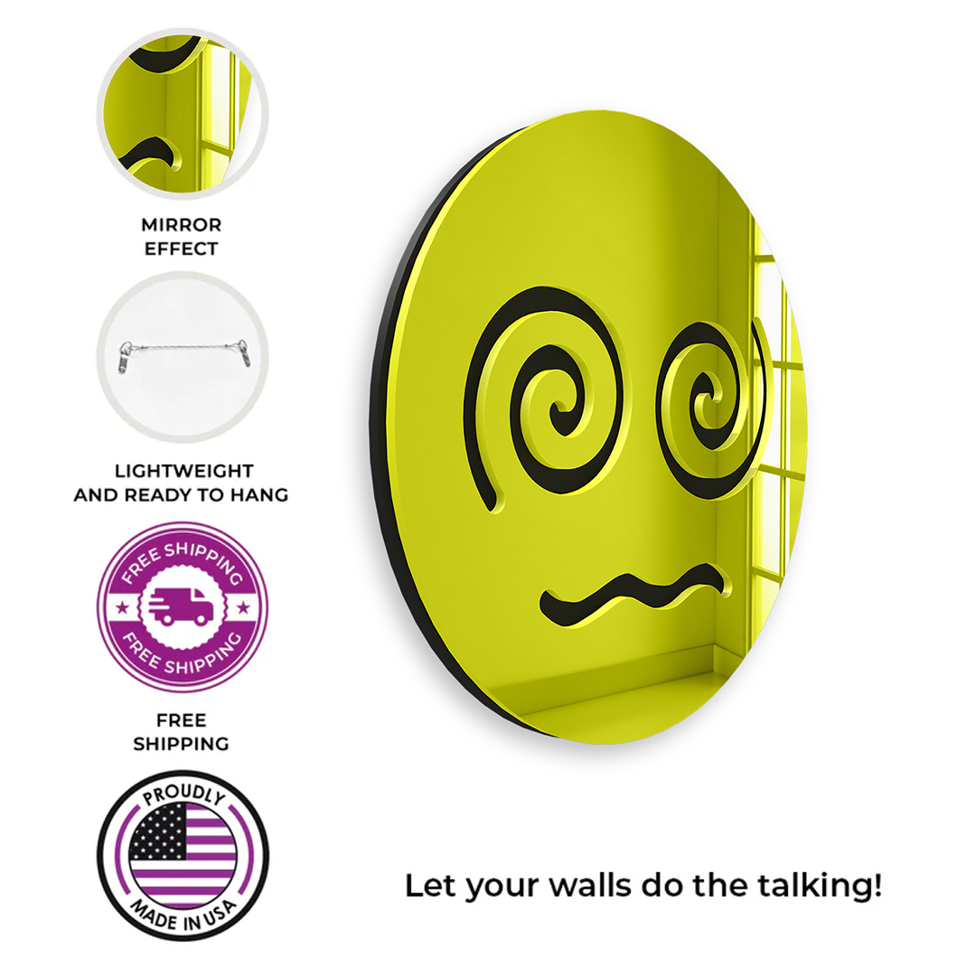 🌀 Dizzy Spiral Emoji Mirror – Mirror Acrylic Wall Art