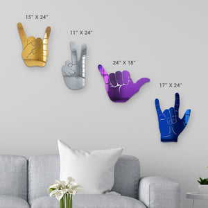 Bundle |  4-Piece Set of Rock On, Hang Loose, I Love You and Peace Sign Hand Silhouettes