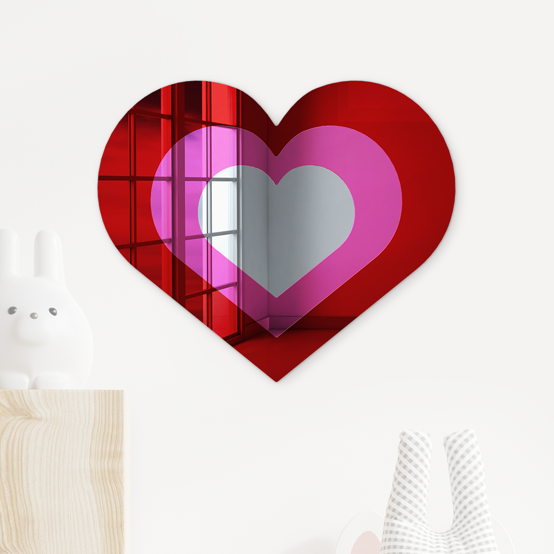 Concentric_Hearts_Red/ Pink / Silver Mirror