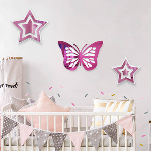 Butterfly Wall Decals- Girls Wall Stickers ~ Wall Art Sticker Decals  (Pink,Hot Pink,Black)