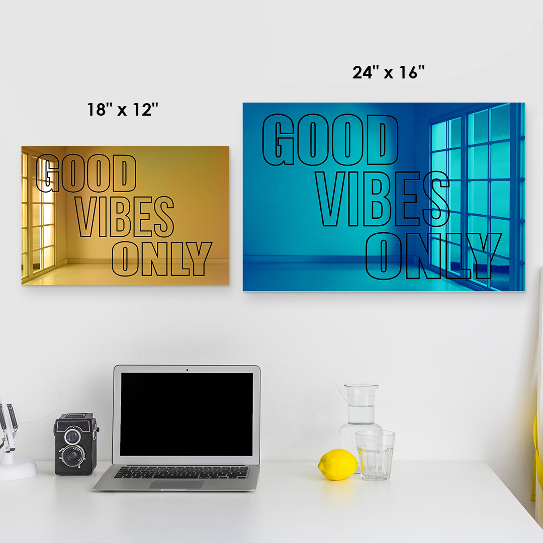 Good Vibes Only Wall Mirror Blue Gold