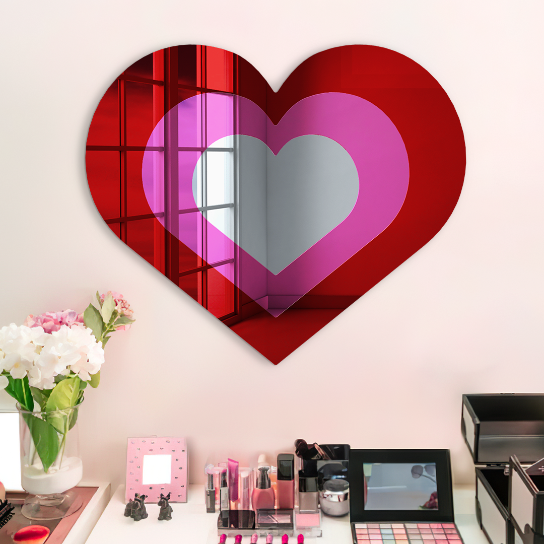Concentric_Hearts_Red/ Pink / Silver Mirror